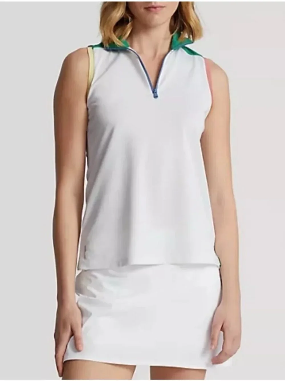 Ralph Lauren RLX Sleeveless Mesh Pique Golf Top Girl's M 1/4 Zip Tennis Camp